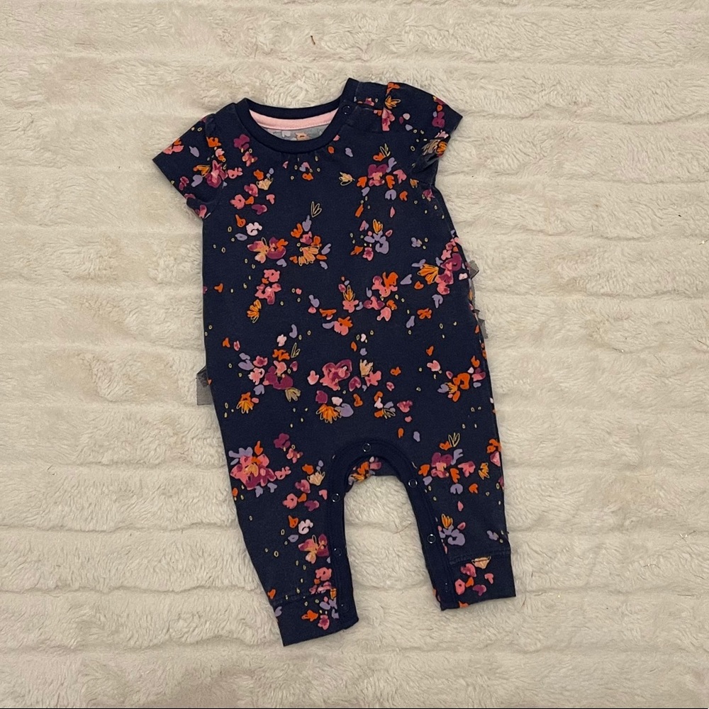 Floral ruffled bottom jumpsuit for baby girl